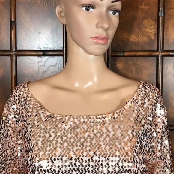 Rose Gold Sequin Bateau NeckTop - Picture 6 of 12